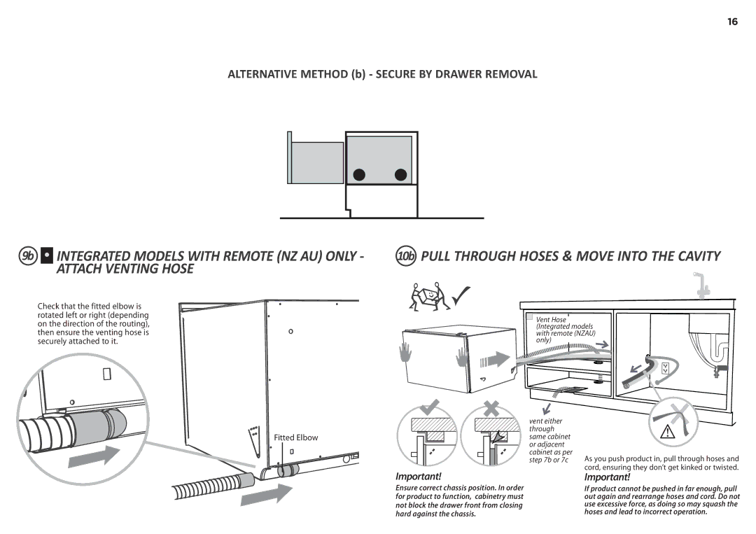 Fisher & Paykel DD90SDFTM2 9b Integrated Models with Remote NZ AU only, 10b Pull Through Hoses & Move Into the Cavity 