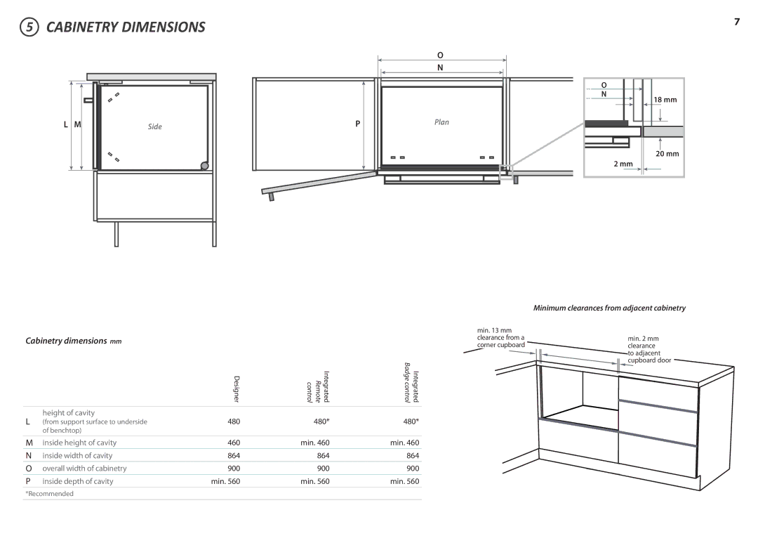 Fisher & Paykel DD90SDF(H)TX2, DD90SDFTM2 manual Cabinetry Dimensions, Cabinetry dimensions mm 