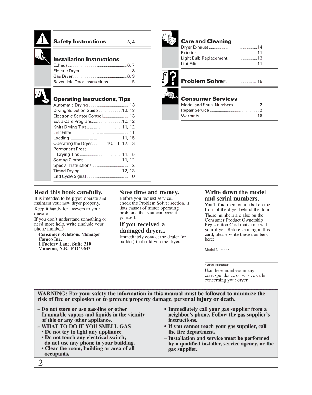 Fisher & Paykel DE08 Read this book carefully, Save time and money, If you received a Damaged dryer 