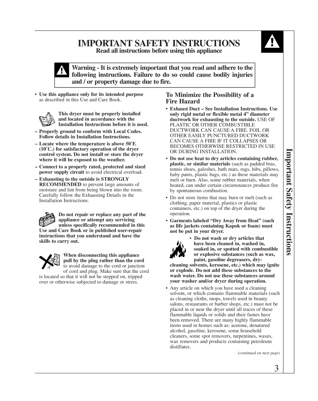 Fisher & Paykel DE08 Important Safety Instructions, Read all instructions before using this appliance 