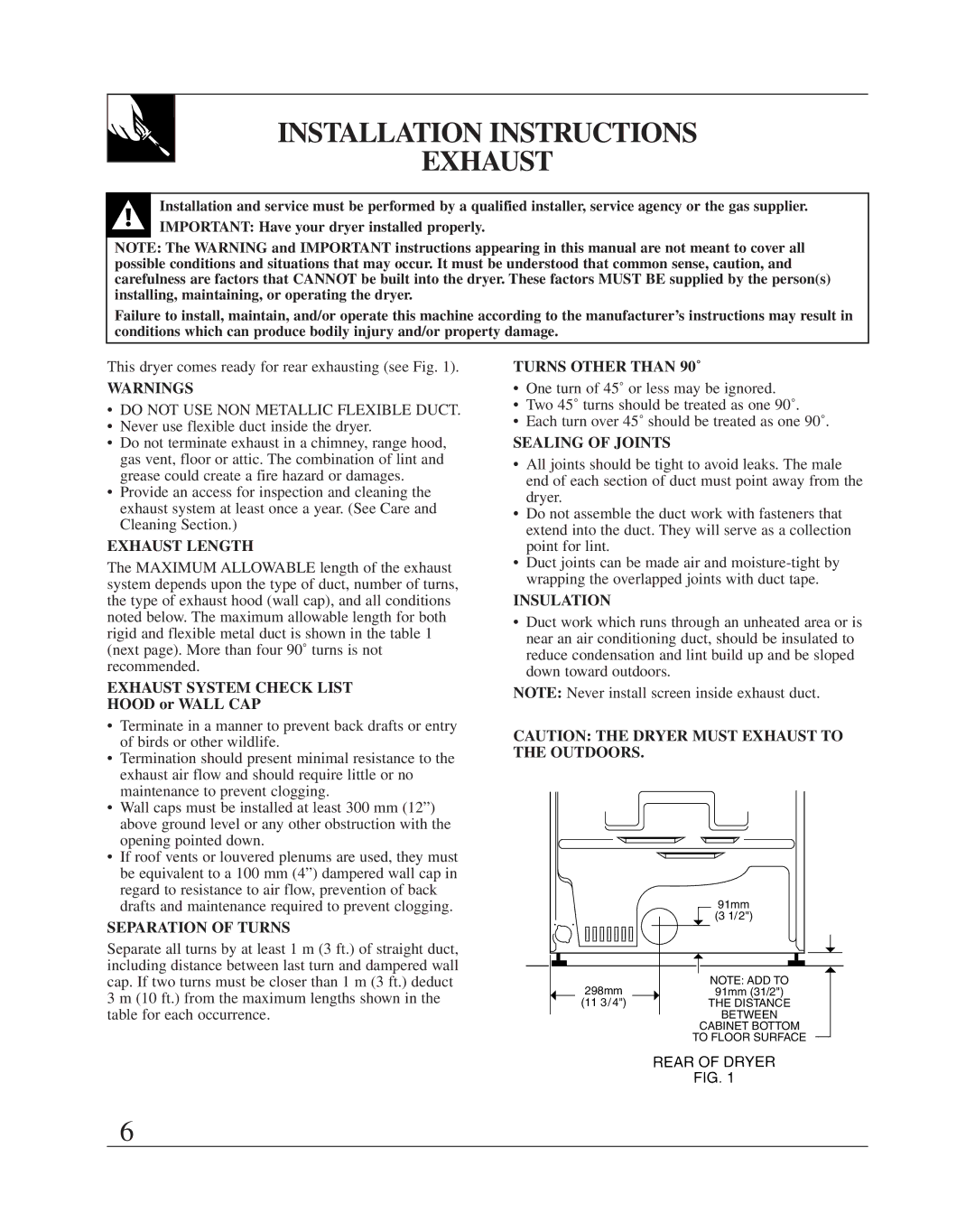 Fisher & Paykel DE08 installation instructions Installation Instructions Exhaust 