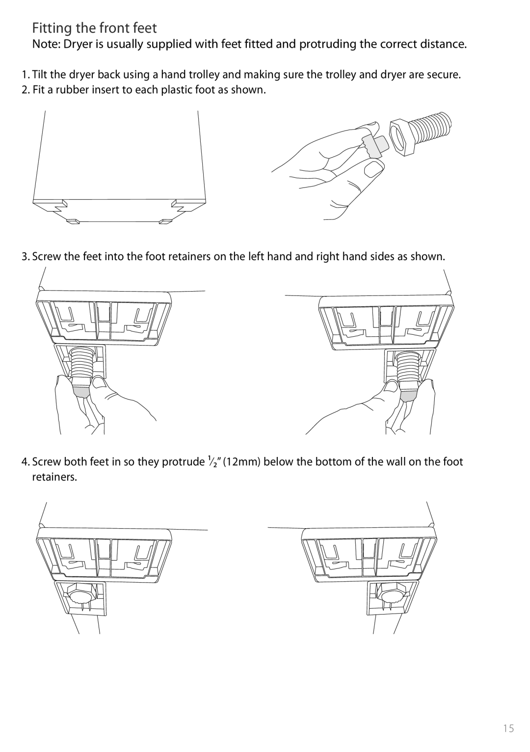 Fisher & Paykel DEGX1US installation instructions Fitting the front feet 