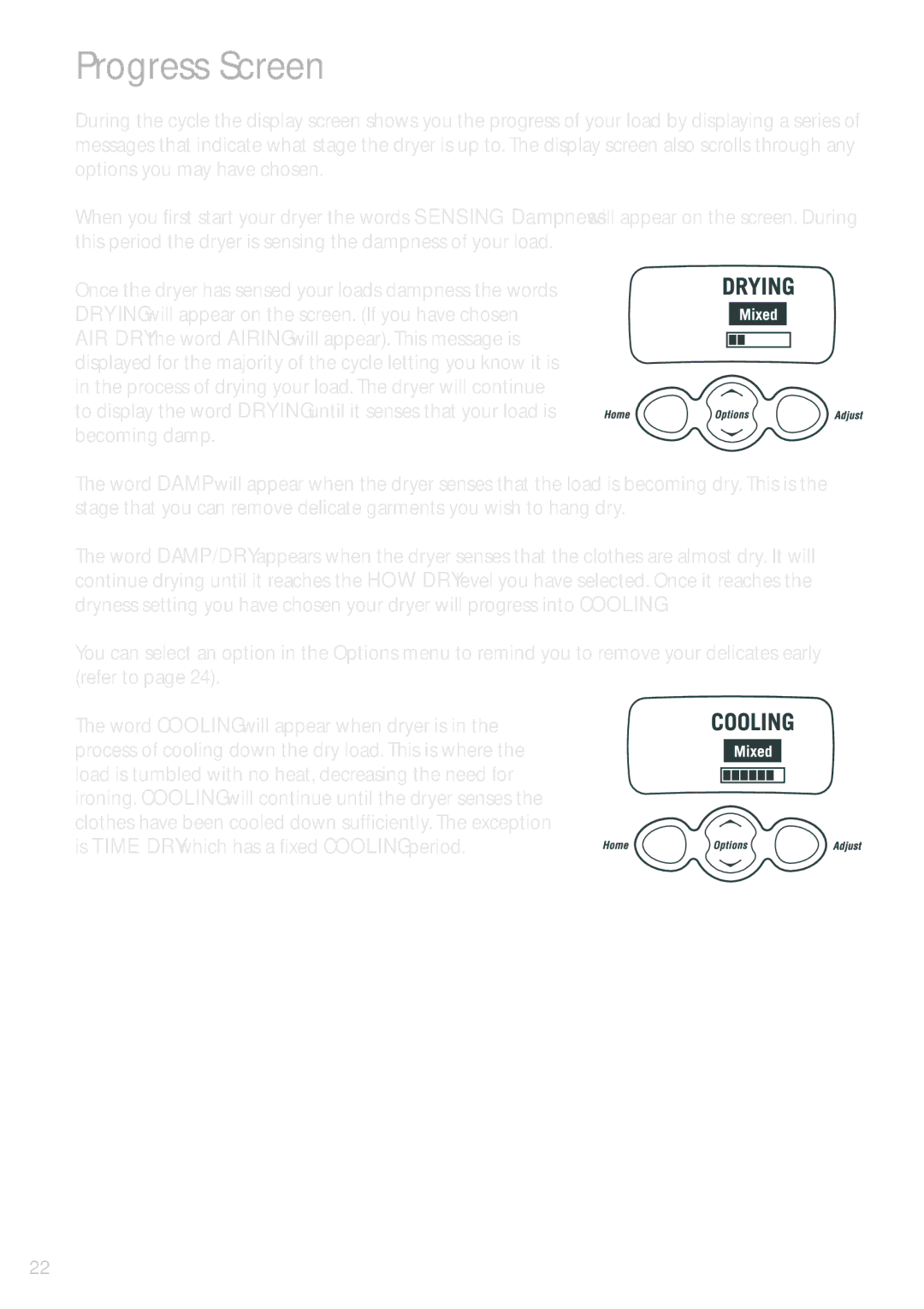 Fisher & Paykel DEIX1 installation instructions Progress Screen 