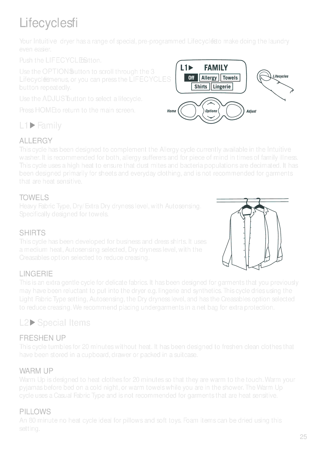 Fisher & Paykel DEIX1 installation instructions Lifecycles, L1 Family, L2 Special Items 