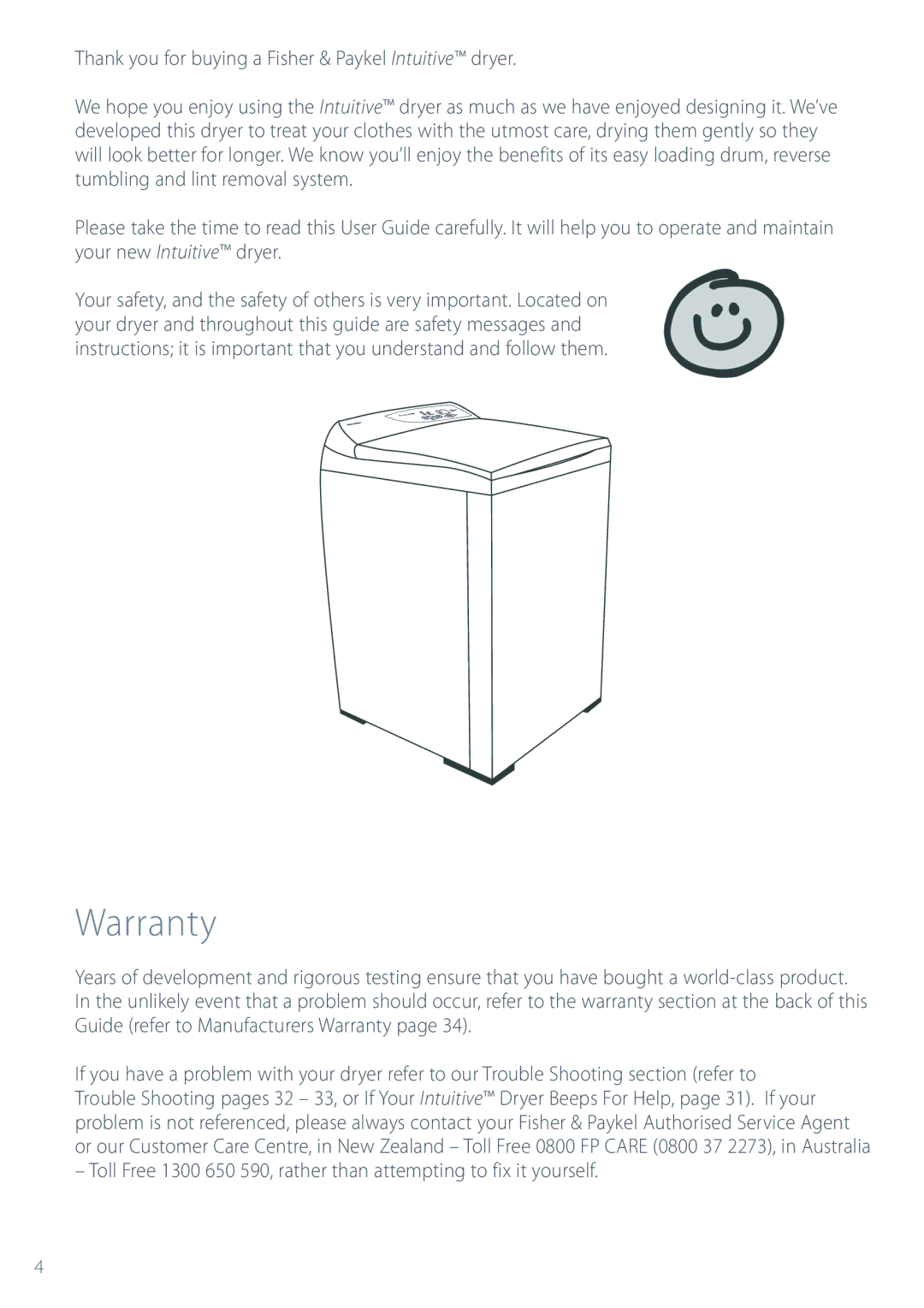 Fisher & Paykel DEIX1 installation instructions Warranty 