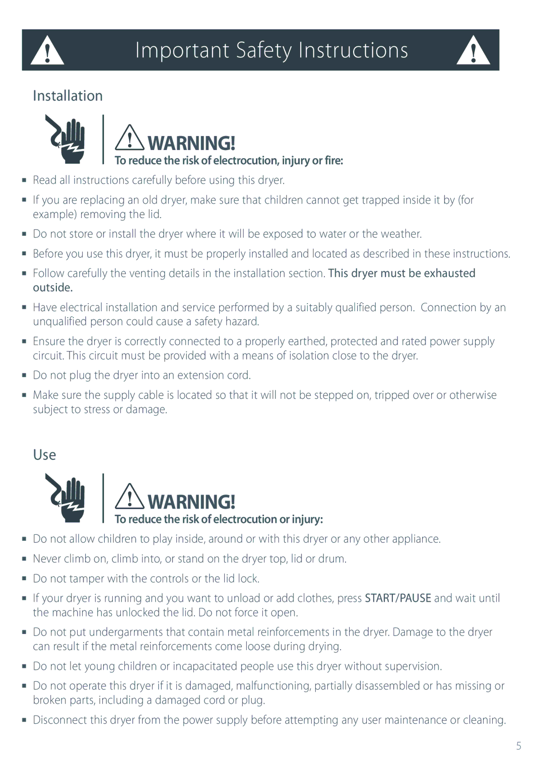 Fisher & Paykel DEIX1 installation instructions Installation, Use 