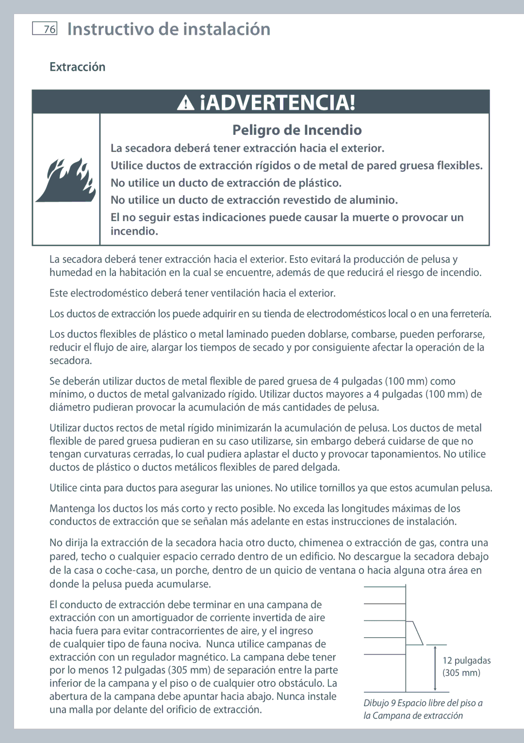 Fisher & Paykel DG62T27C, DE62T27C installation instructions Extracción, Una malla por delante del orificio de extracción 