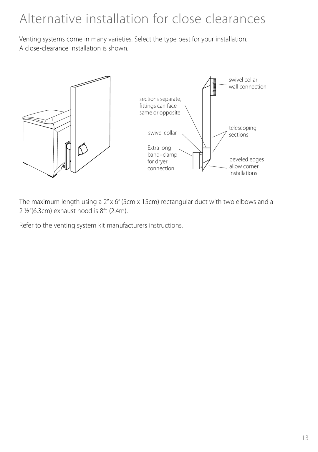 Fisher & Paykel DGGX1US installation instructions Alternative installation for close clearances 