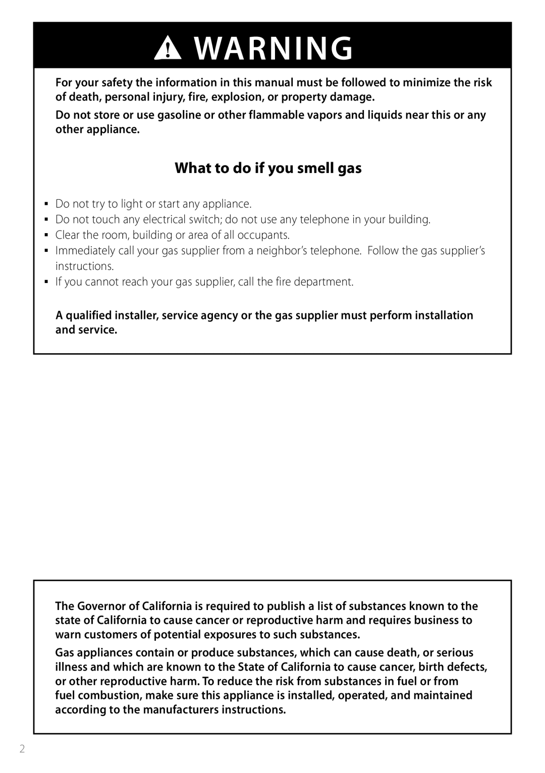 Fisher & Paykel DGGX1US installation instructions What to do if you smell gas 