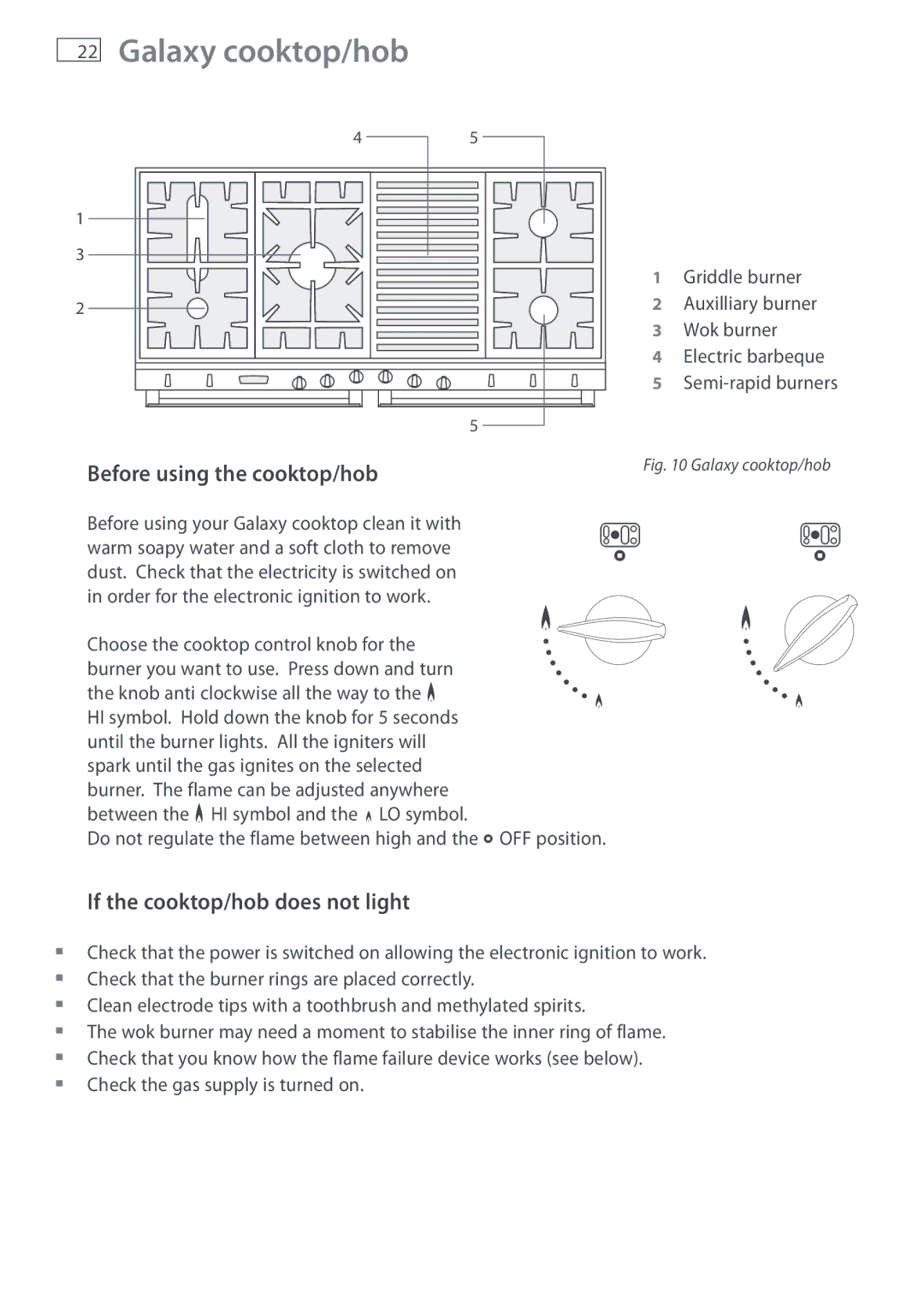 Fisher & Paykel DI1203 manual Before using the cooktop/hob, If the cooktop/hob does not light 