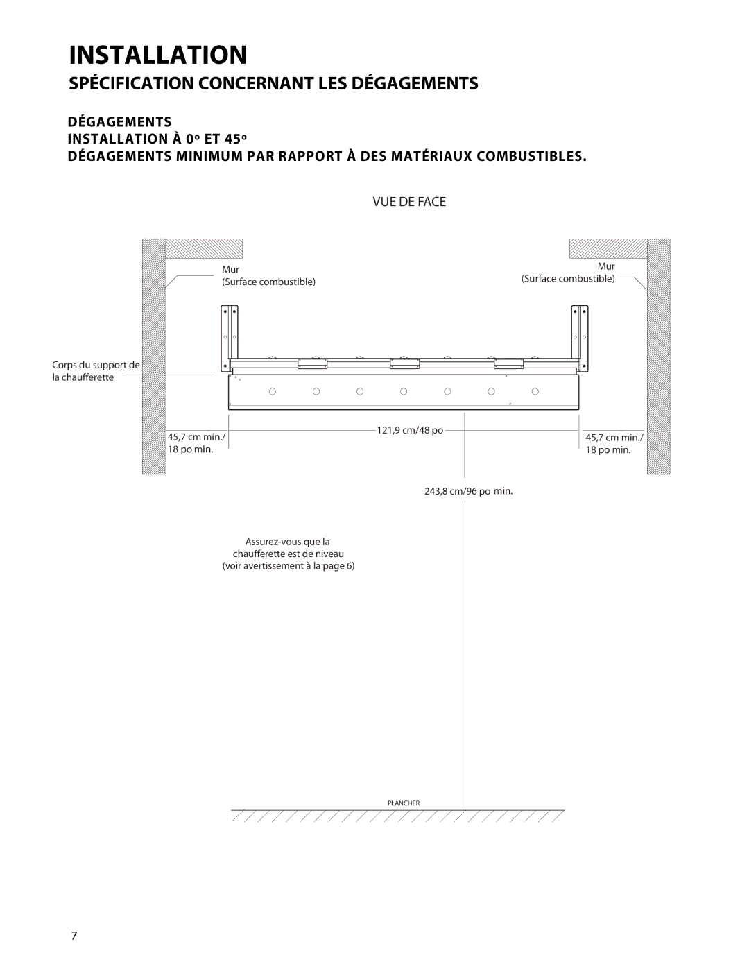 Fisher & Paykel DRH-48N manual Spécification Concernant LES Dégagements 