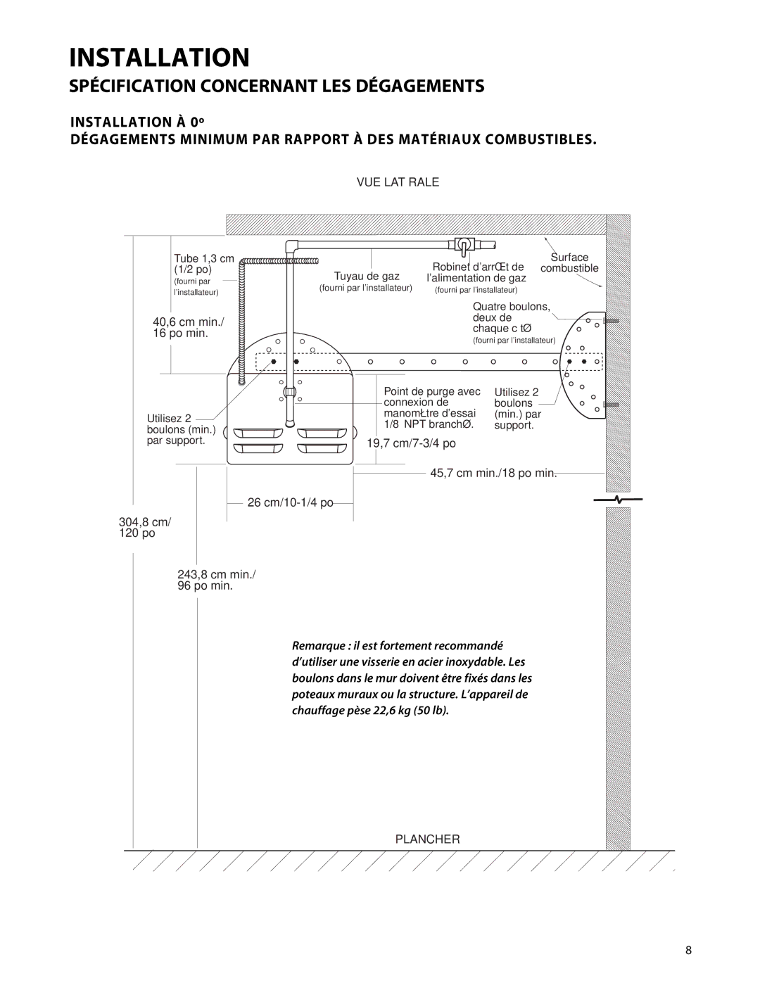 Fisher & Paykel DRH-48N manual Installation À 0º 