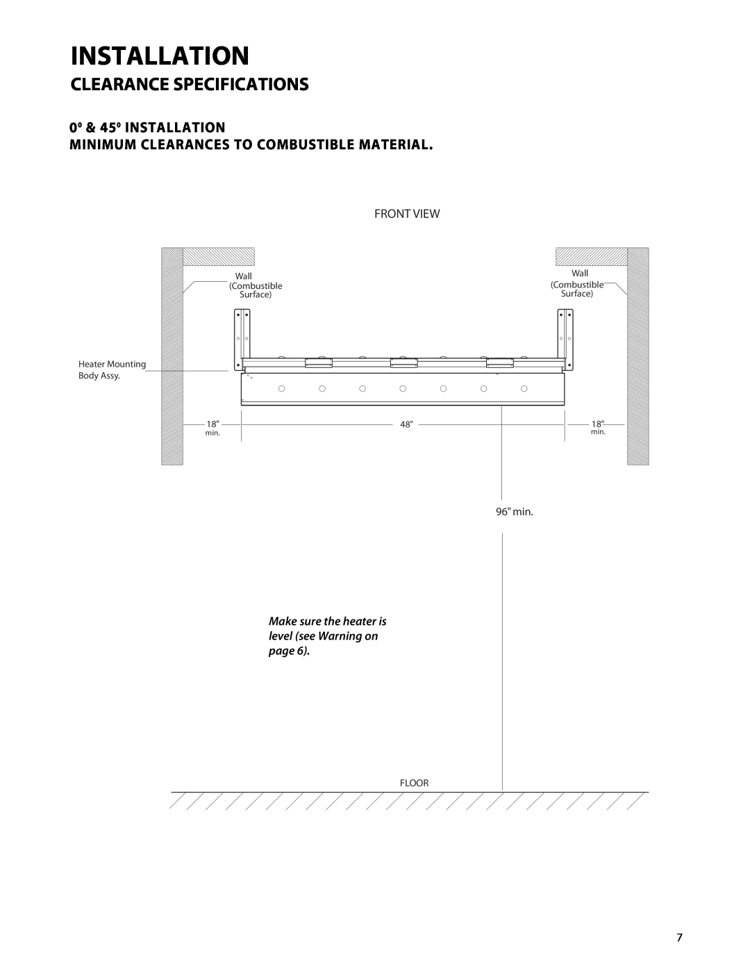 Fisher & Paykel DRH-48N Clearance Specifications, 00 & 450 INSTALLATION, Minimum Clearances To Combustible Material, Wall 