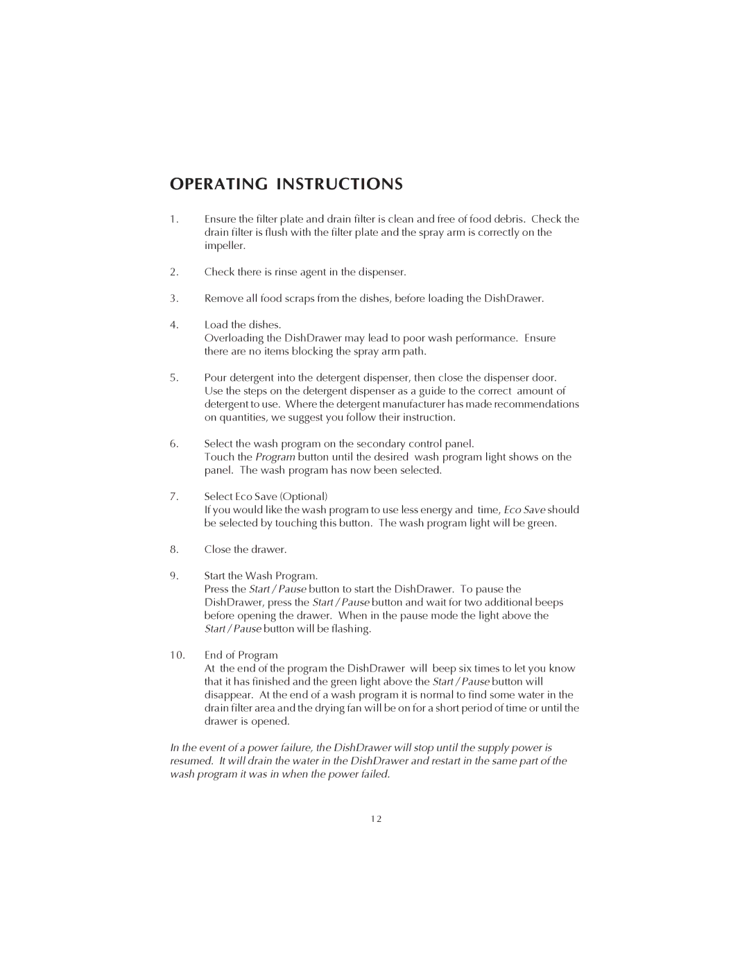 Fisher & Paykel DS602 manual Operating Instructions 