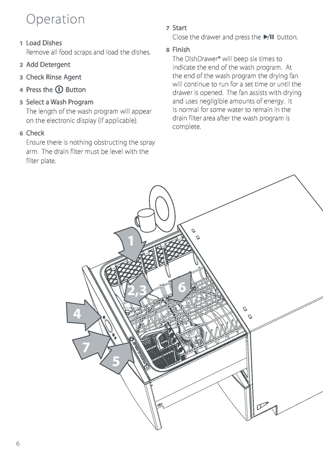 Fisher & Paykel DS603 manual Operation 