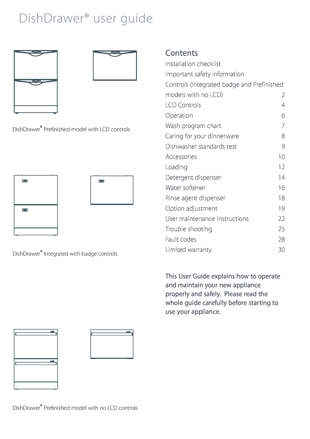 Fisher & Paykel DS603 manual DishDrawer user guide, Contents 