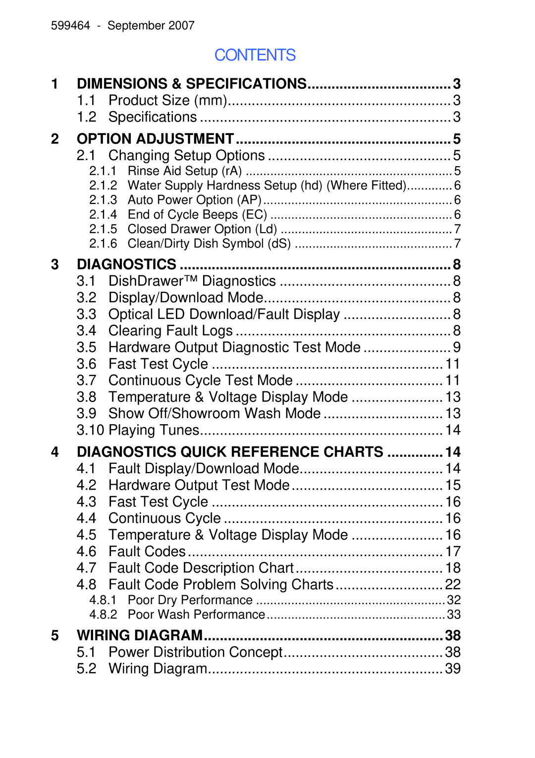 Fisher & Paykel DS605, DD605 manual Contents 