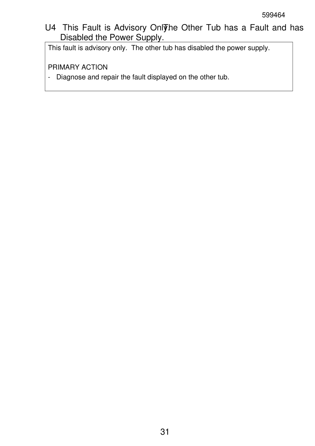 Fisher & Paykel DD605, DS605 manual Diagnose and repair the fault displayed on the other tub 