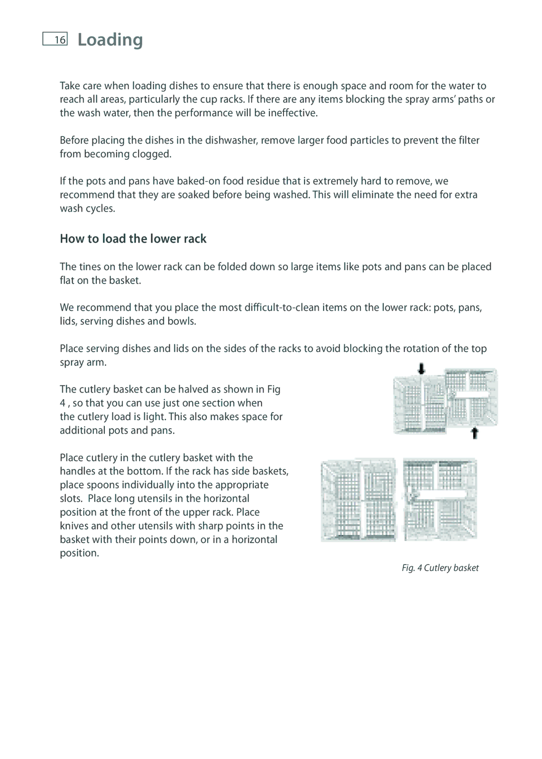 Fisher & Paykel DW60 installation instructions Loading, How to load the lower rack 