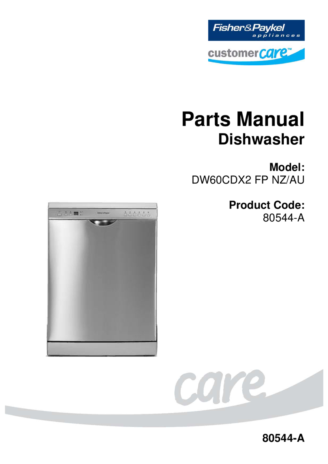 Fisher & Paykel DW60CDX2 FP NZ/AU manual Parts Manual 