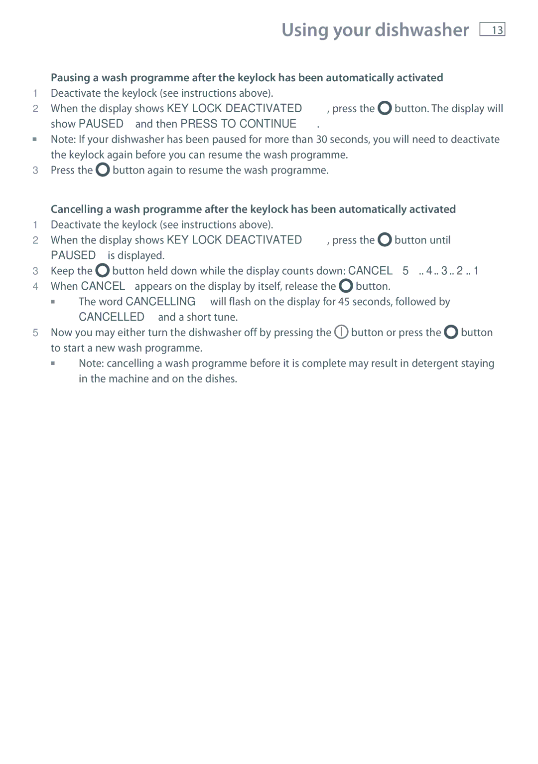 Fisher & Paykel DW60DOX installation instructions Using your dishwasher 