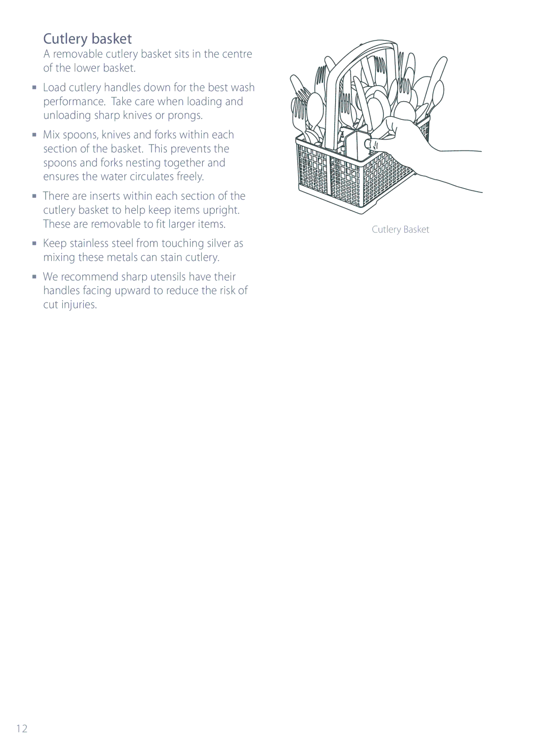 Fisher & Paykel DW920, DW820 installation instructions Cutlery basket 