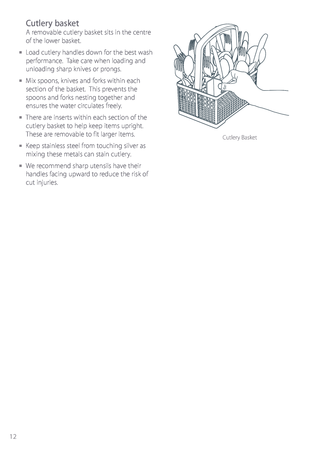 Fisher & Paykel DW920, DW820 installation instructions Cutlery basket 