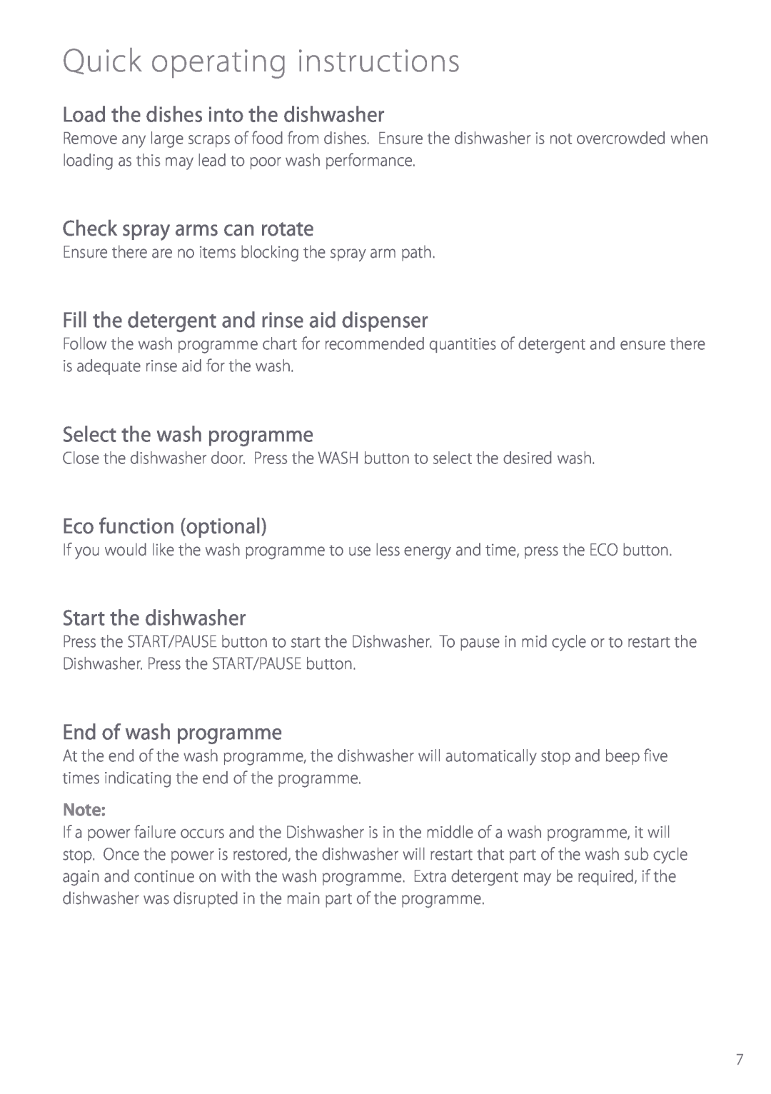 Fisher & Paykel DW820 Quick operating instructions, Load the dishes into the dishwasher, Check spray arms can rotate 