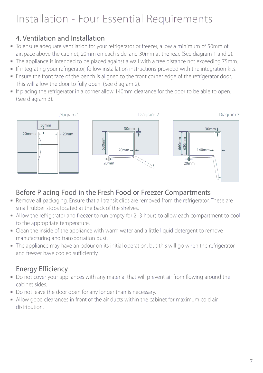 Fisher & Paykel E440T manual Ventilation and Installation, Energy Efficiency 