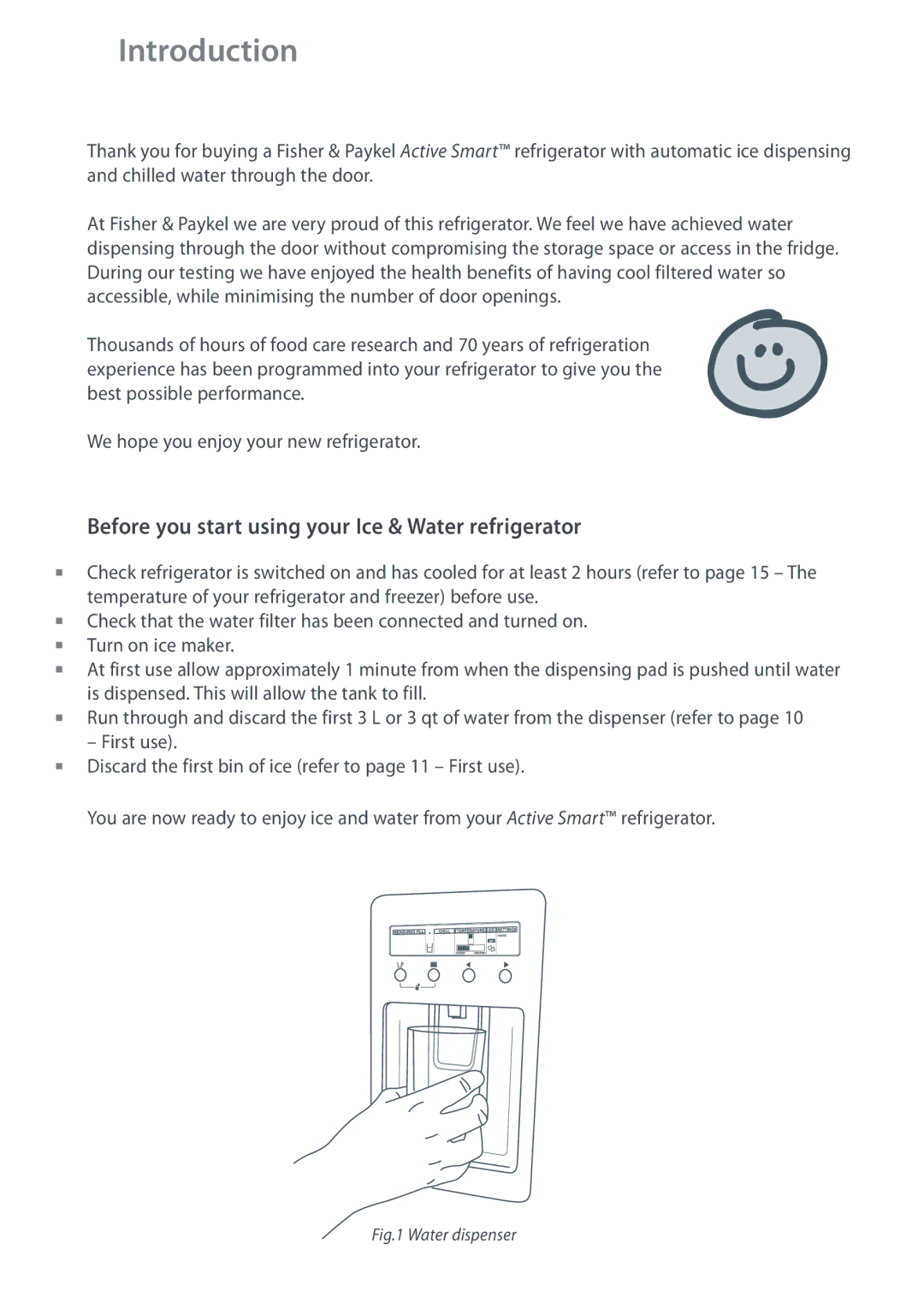 Fisher & Paykel E442B, E402B installation instructions Introduction, Before you start using your Ice & Water refrigerator 