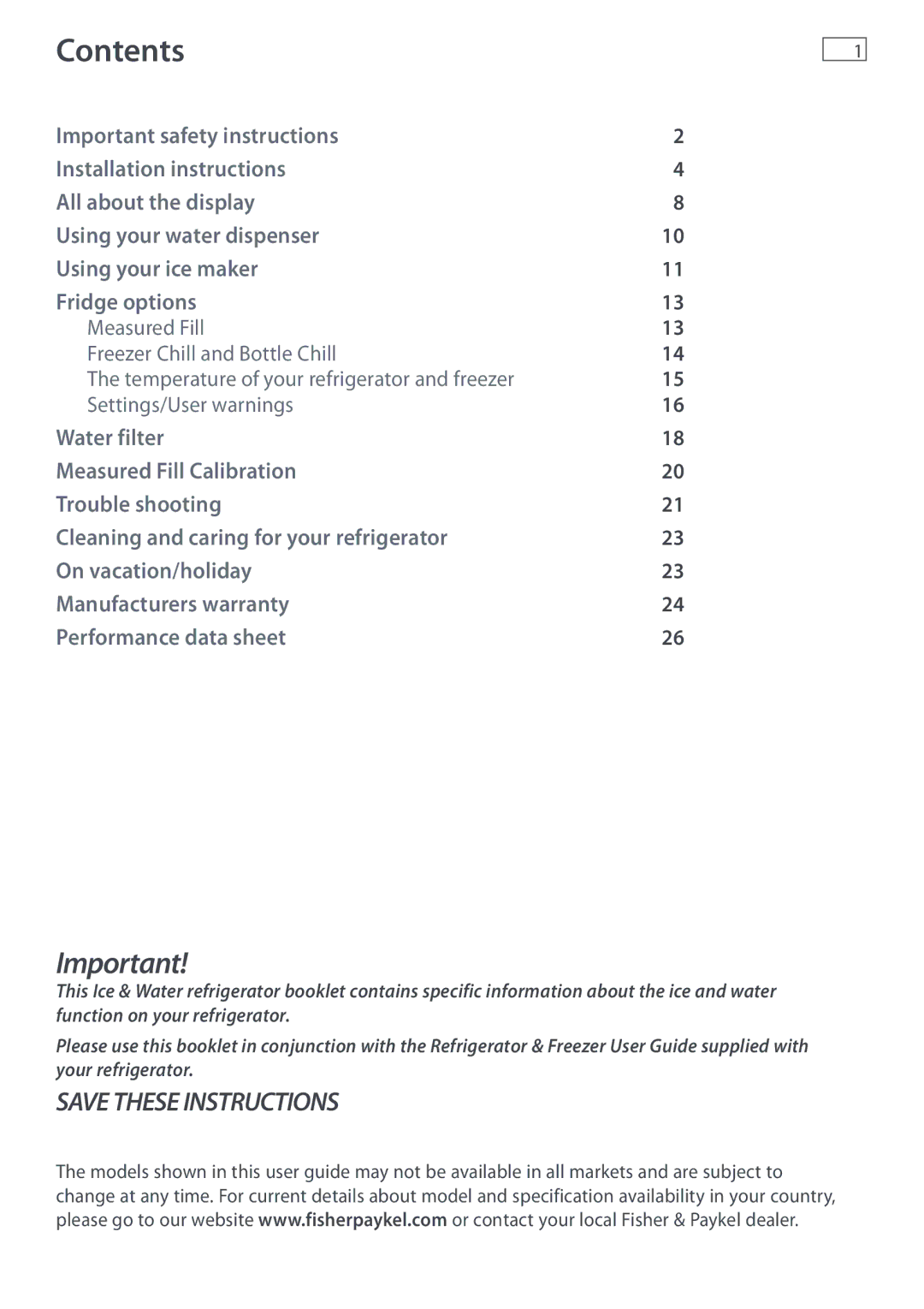 Fisher & Paykel E402B, E442B installation instructions Contents 