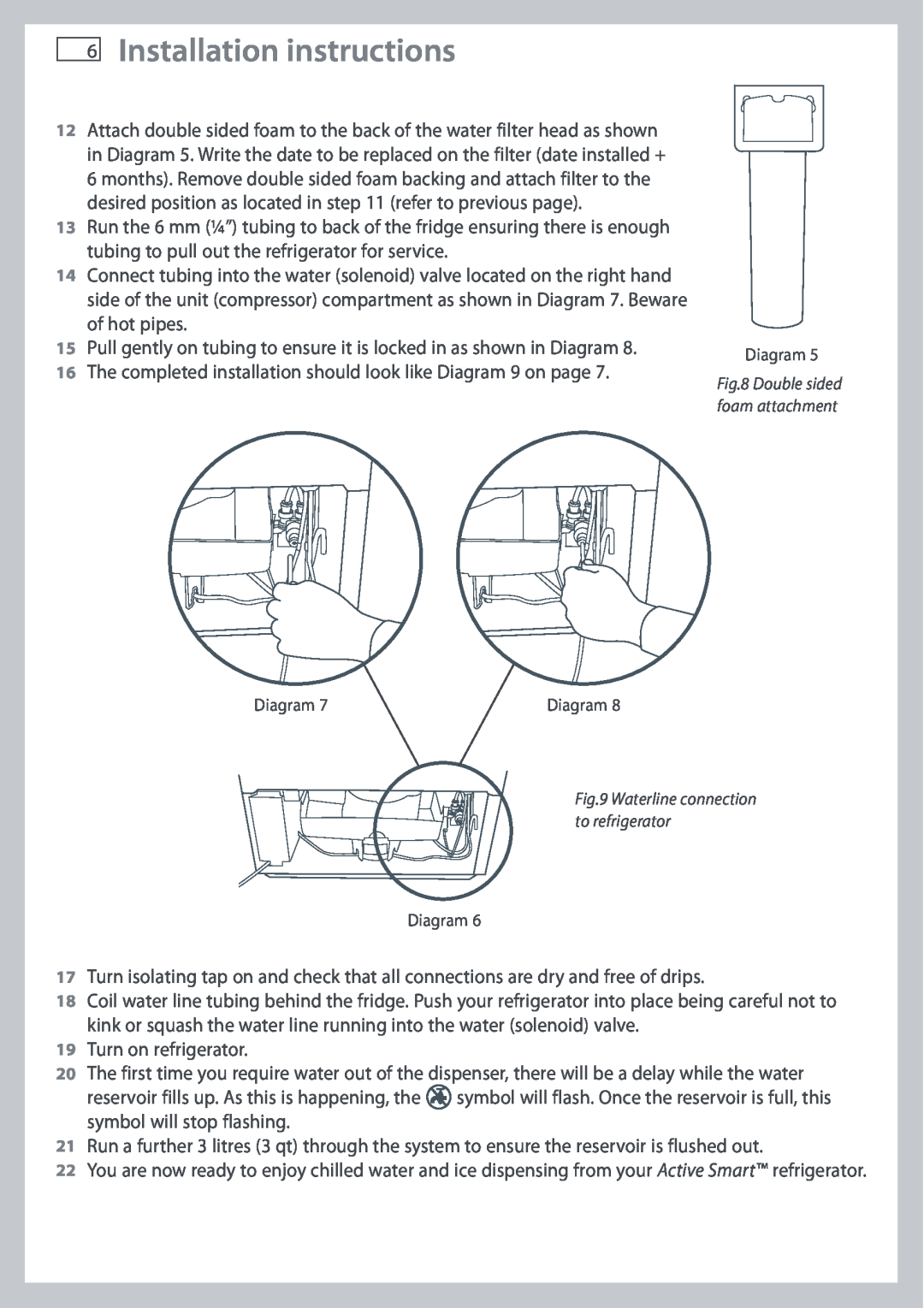 Fisher & Paykel E442B, E402B installation instructions Installation instructions, 19Turn on refrigerator 