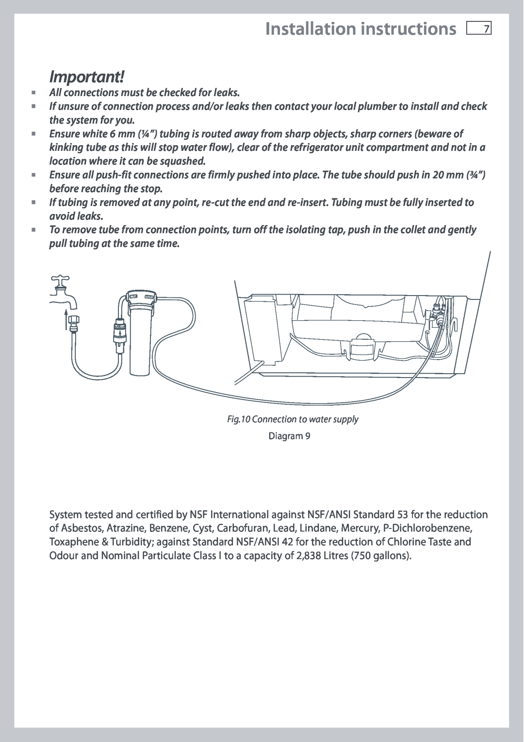 Fisher & Paykel E402B, E442B installation instructions Installation instructions, All connections must be checked for leaks 