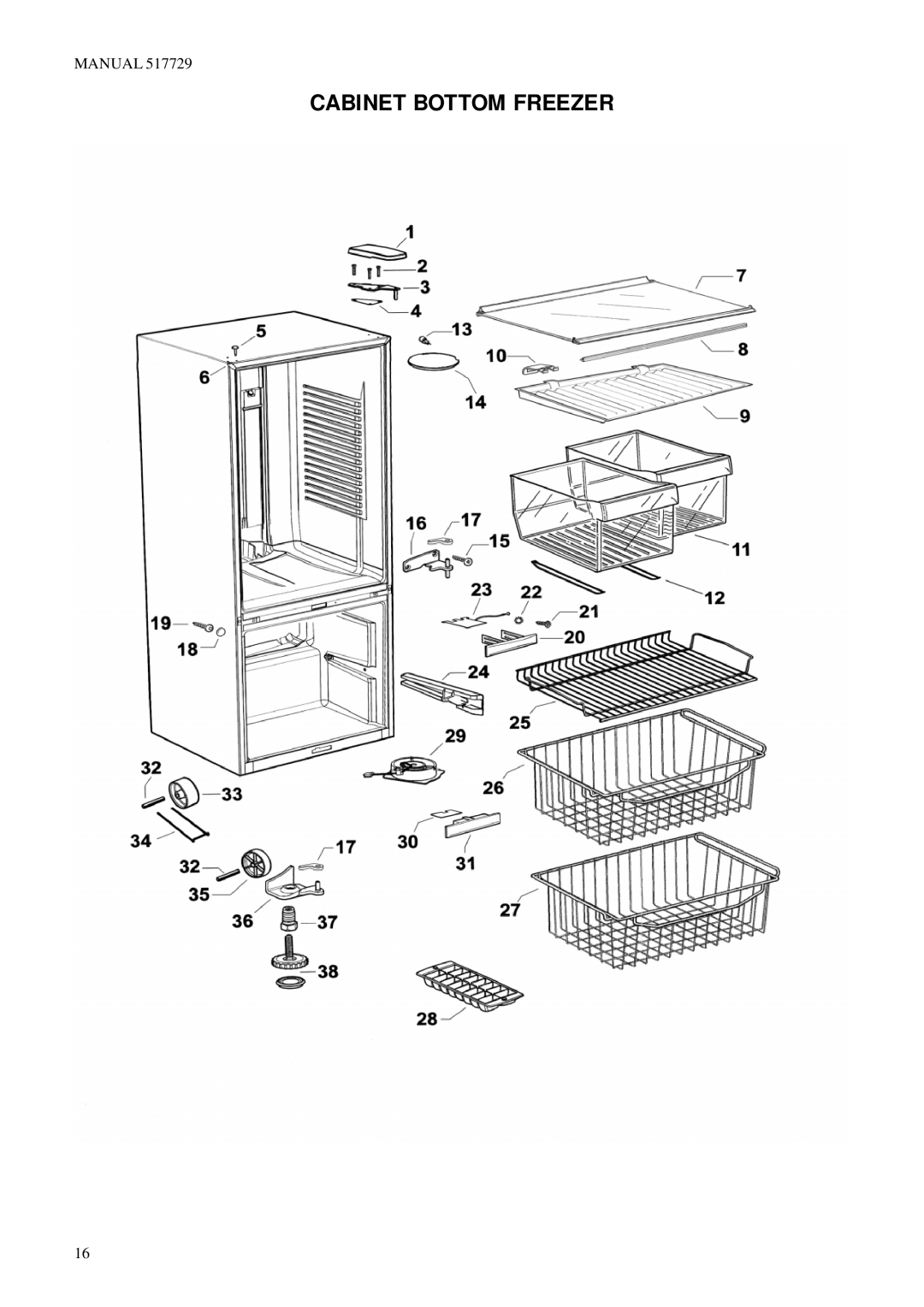 Fisher & Paykel E521TL E521TR E522BL E522BR manual Cabinet Bottom Freezer 