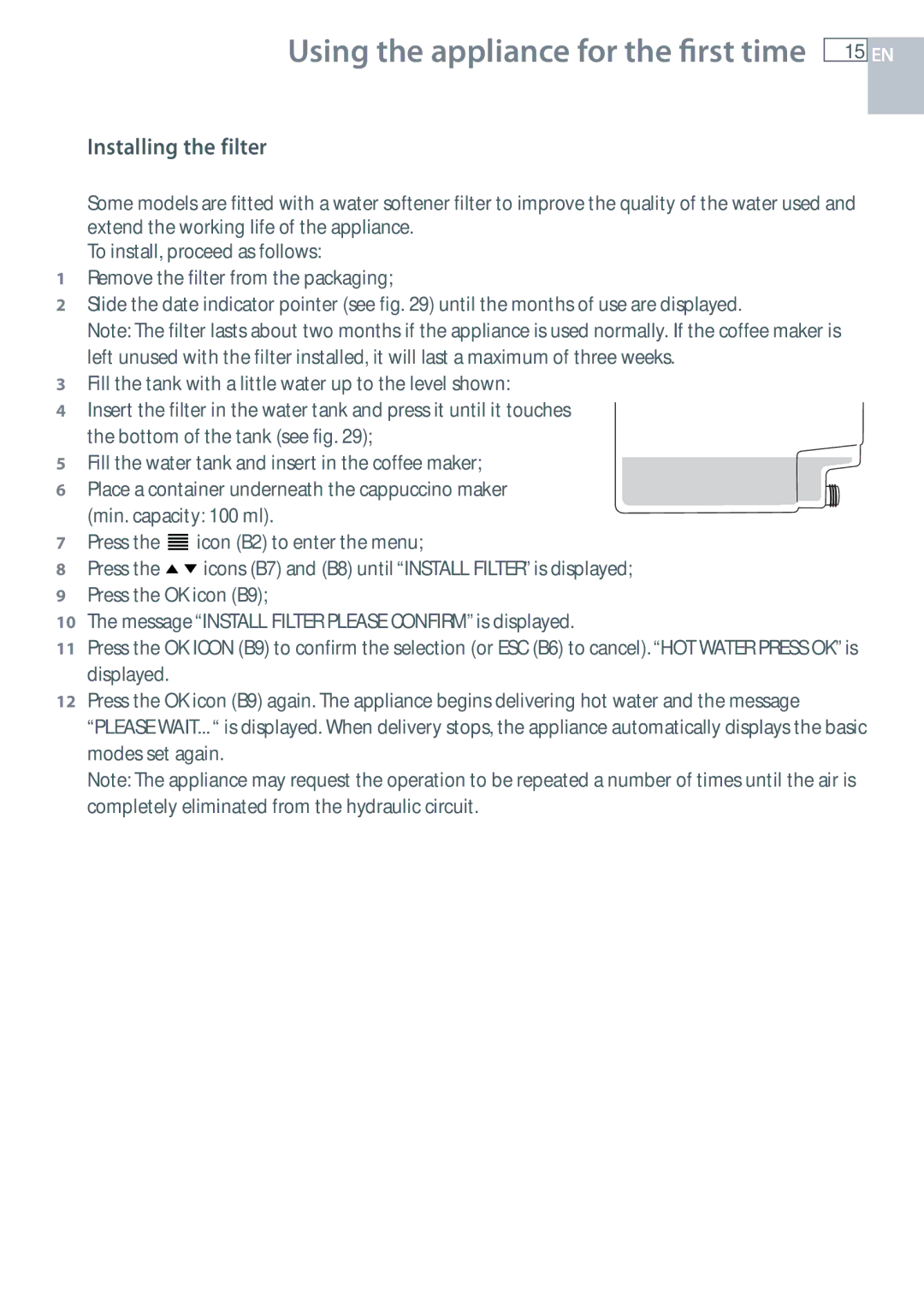 Fisher & Paykel EB60DSXB installation instructions Installing the filter 