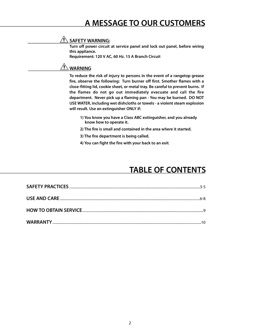 Fisher & Paykel VS30, ES36, VS36, VS1236, ES30, VS48 manual Safety Warning 