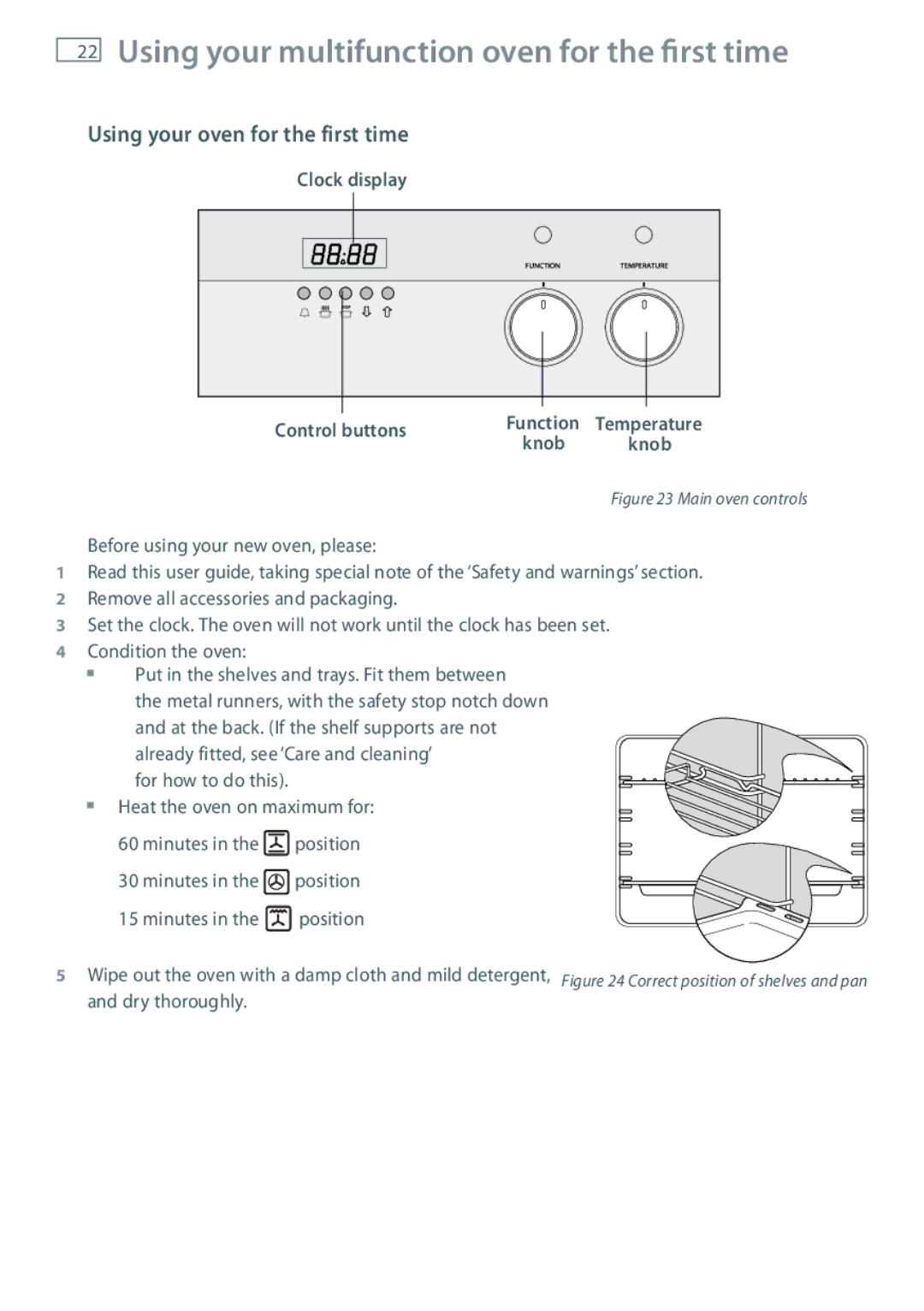 Fisher & Paykel GB IE Using your multifunction oven for the first time, Using your oven for the first time 