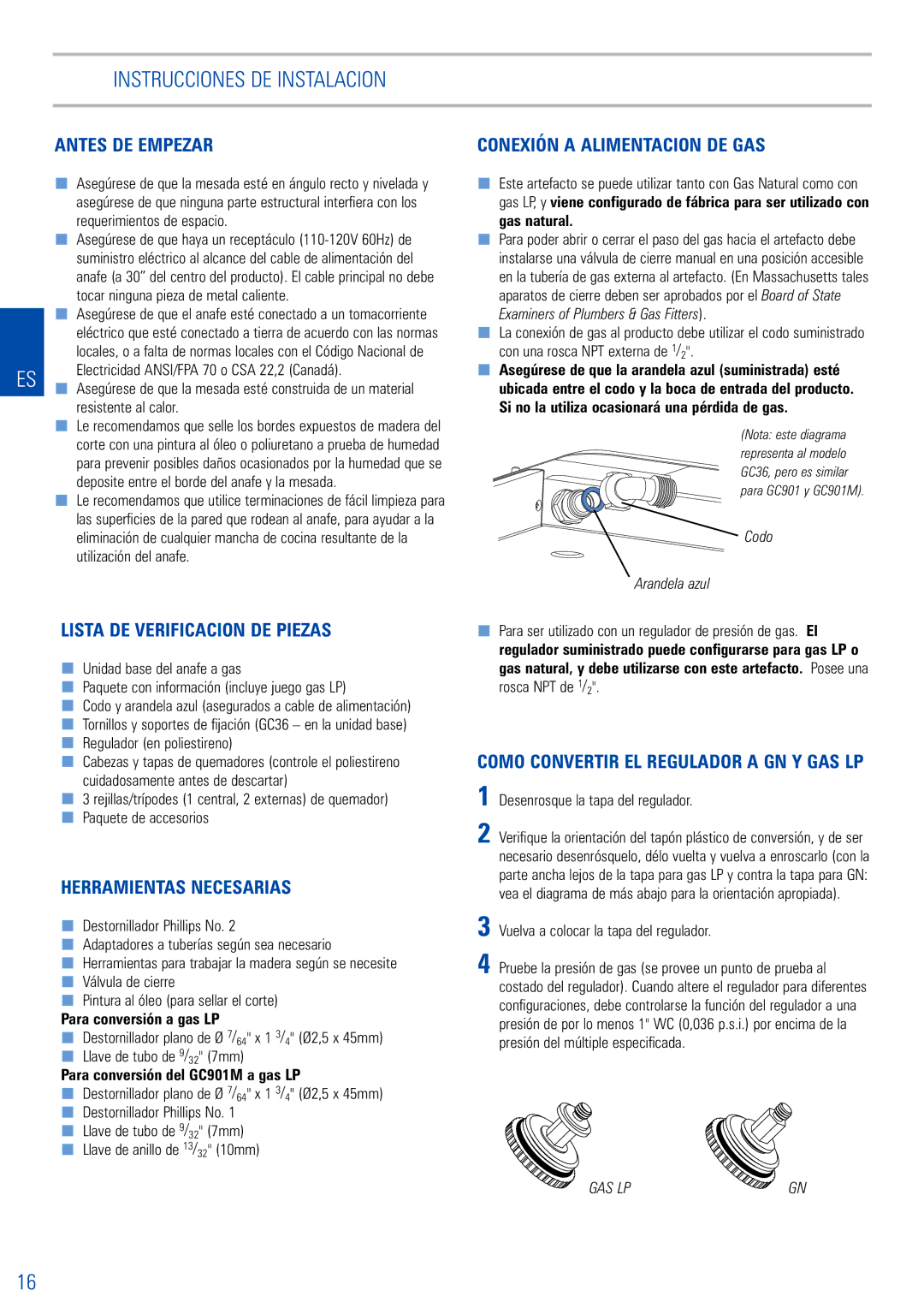 Fisher & Paykel GC901M dimensions Instrucciones DE Instalacion, Antes DE Empezar, Lista DE Verificacion DE Piezas 