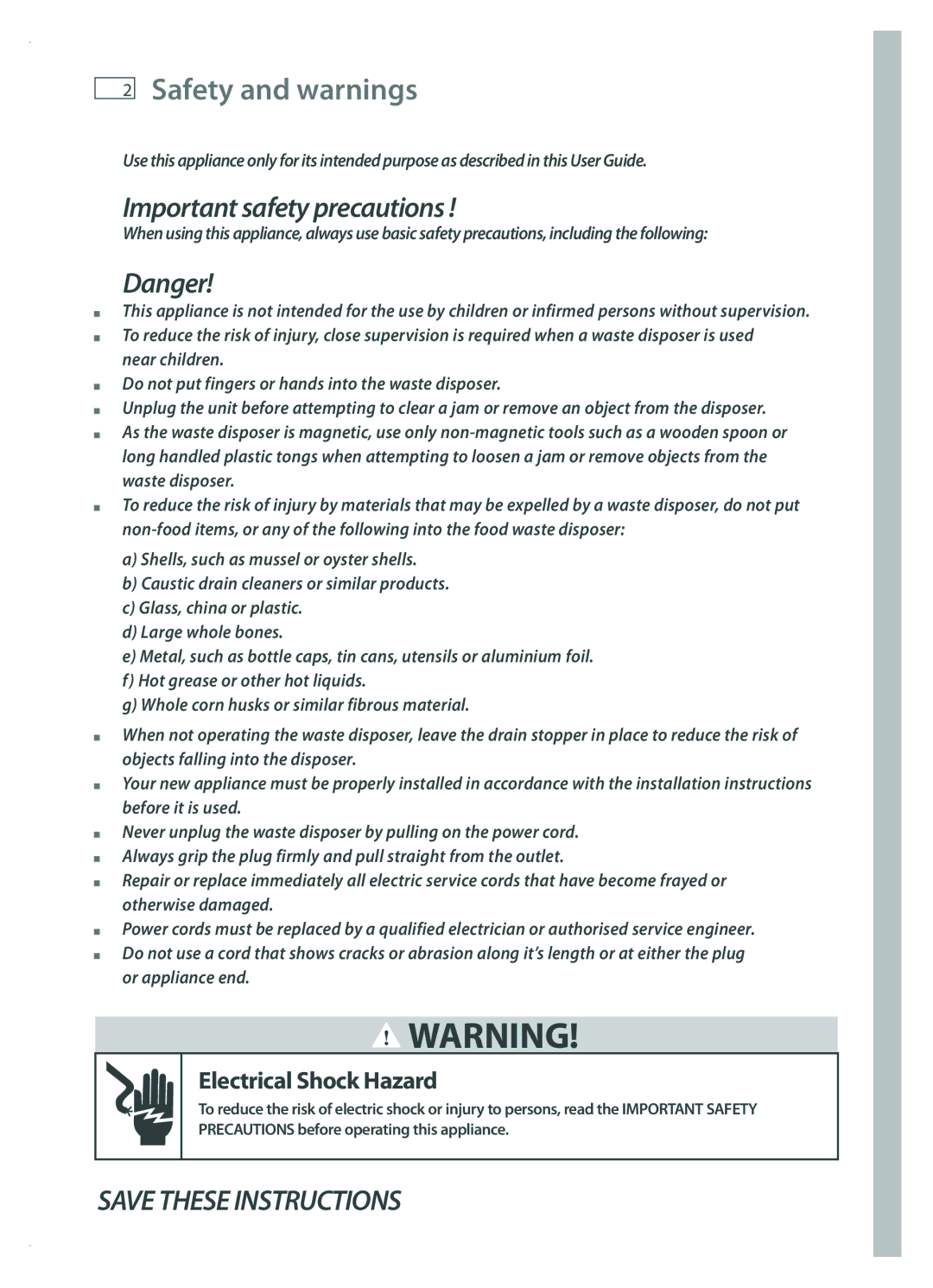 Fisher & Paykel GD50S1 installation instructions Safety and warnings, Important safety precautions 