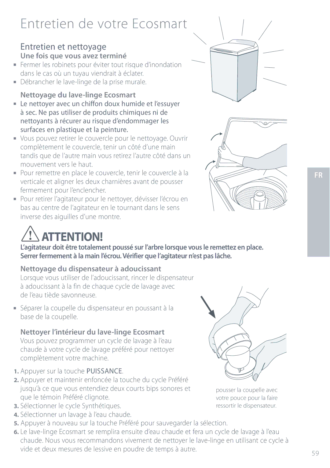 Fisher & Paykel GWL11 installation instructions Entretien de votre Ecosmart, Entretien et nettoyage 