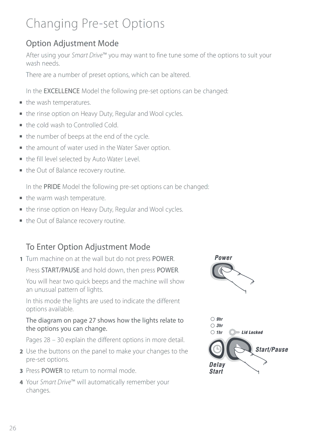 Fisher & Paykel GWL12 installation instructions $IBOHJOH1SFTFU0QUJPOT, 5P&OUFS0QUJPOEKVTUNFOU.PEF 