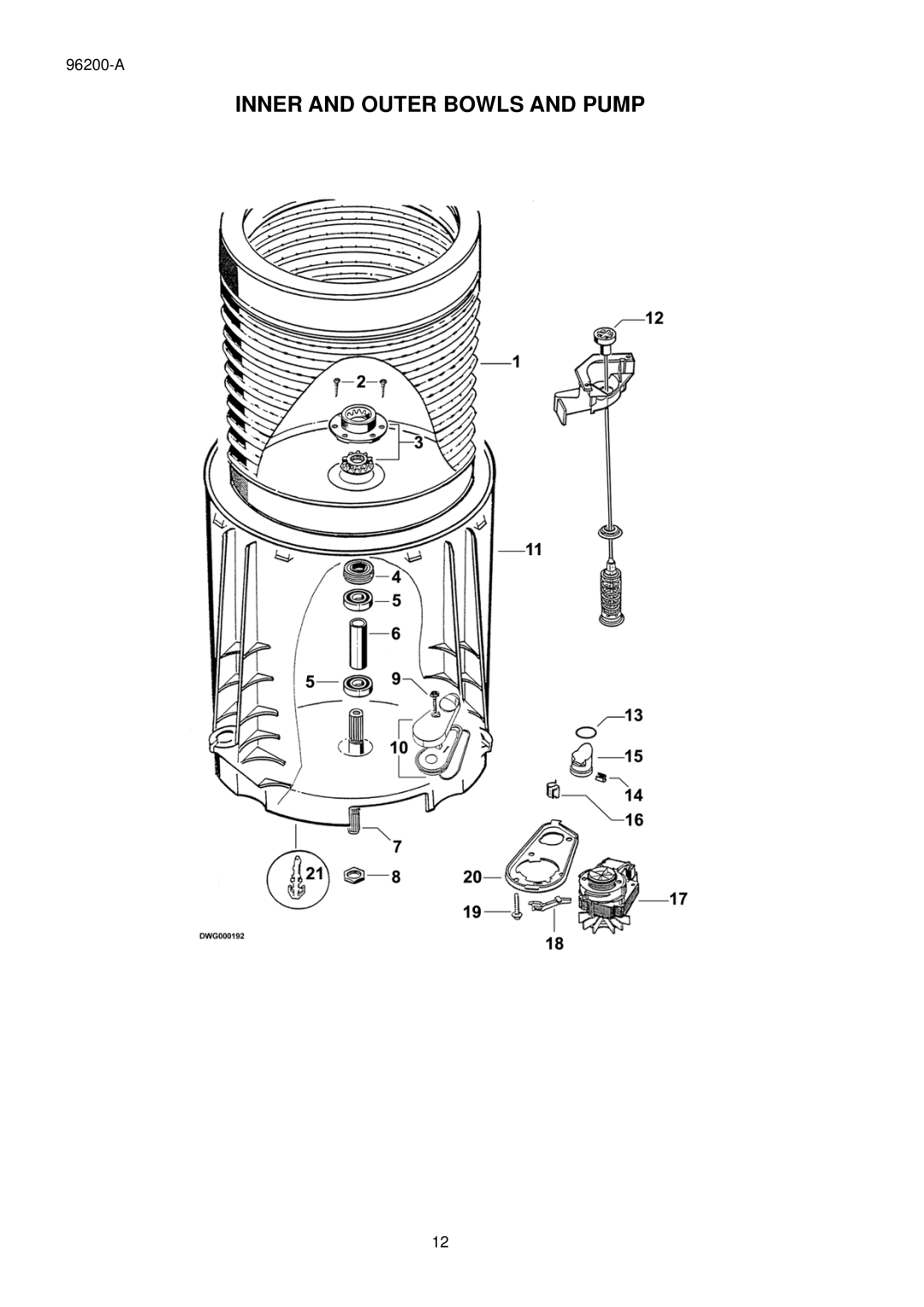 Fisher & Paykel GWL15 US FP WH manual Inner and Outer Bowls and Pump 