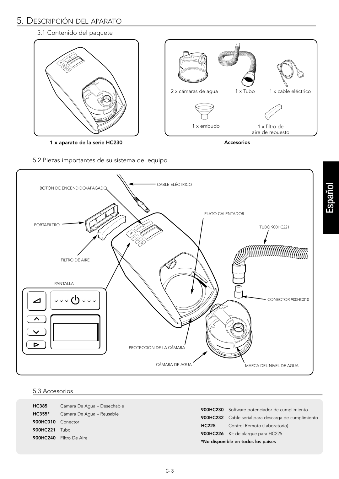 Fisher & Paykel HC230 manual Descripción DEL Aparato, Contenido del paquete 