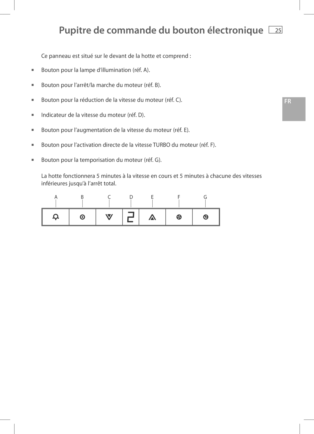 Fisher & Paykel HC90CGX1, HC60CGX1 installation instructions Pupitre de commande du bouton électronique 