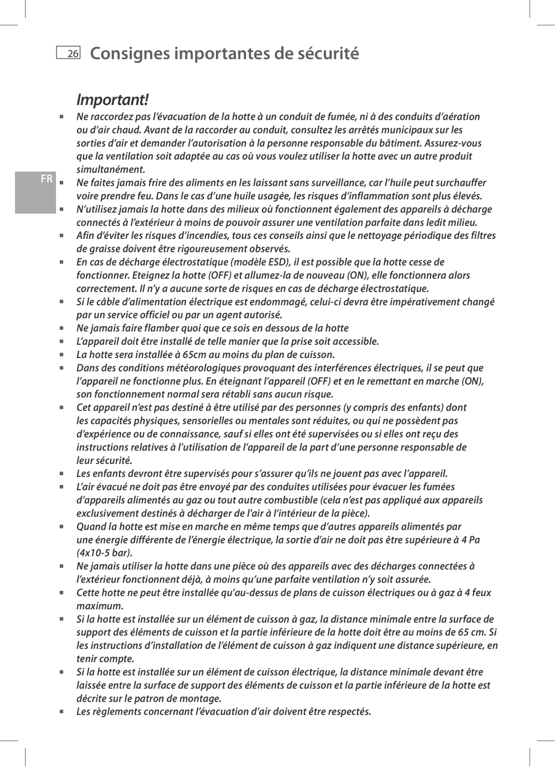 Fisher & Paykel HC60CGX1, HC90CGX1 installation instructions Consignes importantes de sécurité, Simultanément 