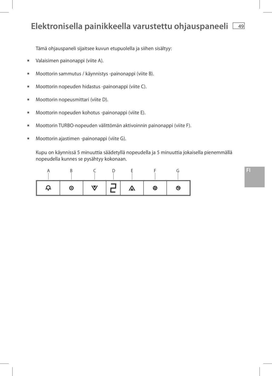 Fisher & Paykel HC90CGX1, HC60CGX1 installation instructions Elektronisella painikkeella varustettu ohjauspaneeli 