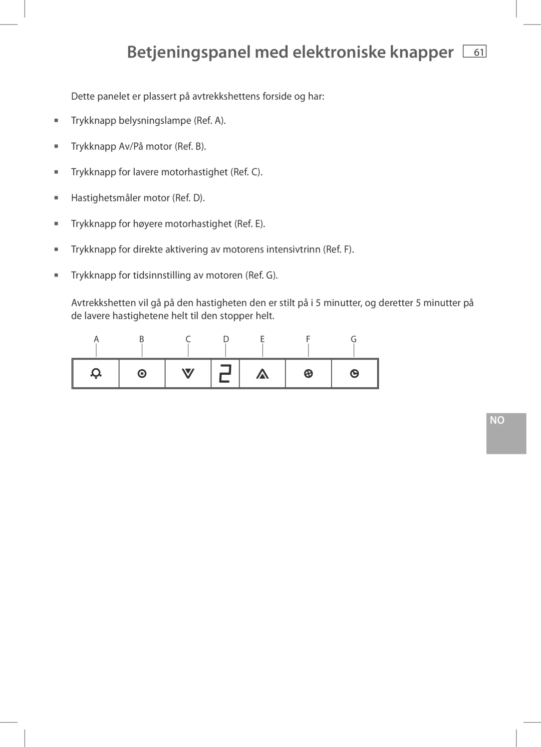 Fisher & Paykel HC90CGX1, HC60CGX1 installation instructions Betjeningspanel med elektroniske knapper 