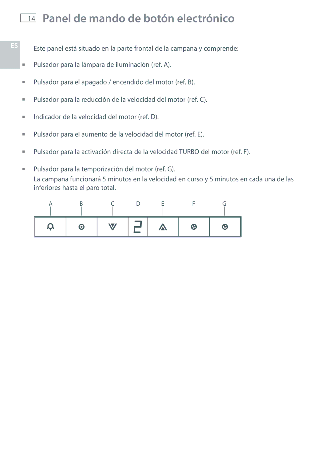 Fisher & Paykel HC60CGX1 installation instructions Panel de mando de botón electrónico, Inferiores hasta el paro total 