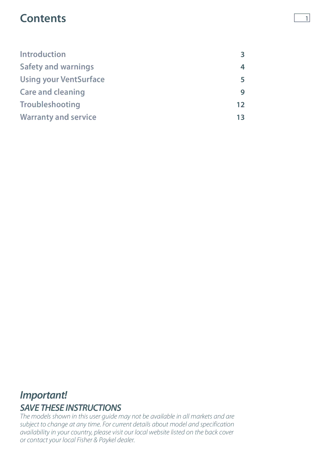 Fisher & Paykel HC90 manual Contents 