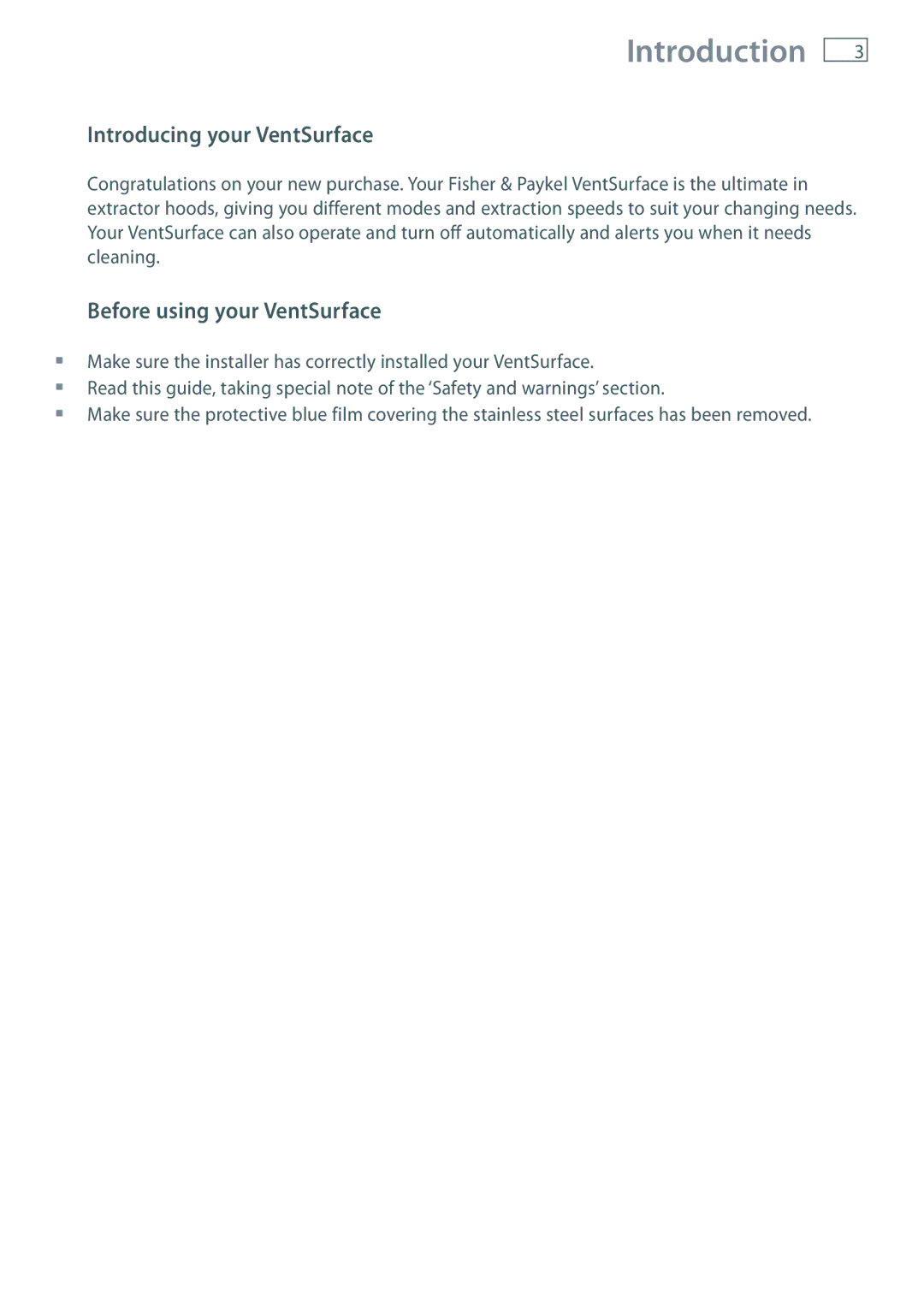 Fisher & Paykel HC90 manual Introduction, Introducing your VentSurface, Before using your VentSurface 